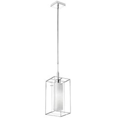1LT Pendant, Rectangular Metal Frame,Frosted Gls