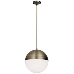 3LT Halogen Pendant, AB, WH Opal Glass