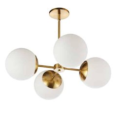 4LT Chandelier,  AGB, WH Opal Glass