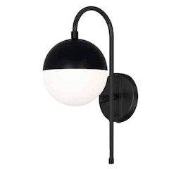 1LT Halogen Sconce MB, WH Opal Glass HW + Plug