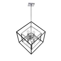 6LT Pendant, Polished Chrome & Matte Black Finish