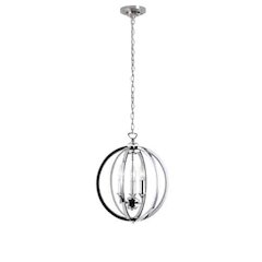 3LT Chandelier, Polished Chrome,Jeweled Accents