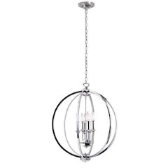 6LT Chandelier, Polished Chrome,Jewelled Accents