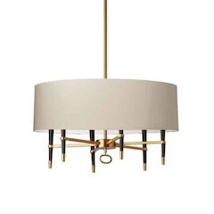 6LT Incandescent Chandelier, VB, Cream Shade