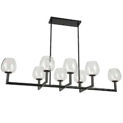 8LT Horiz Chandelier,  MB, CLR Glas