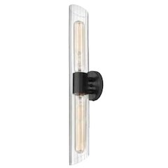 2LT Vanity, MB, Clear Fluted Glass