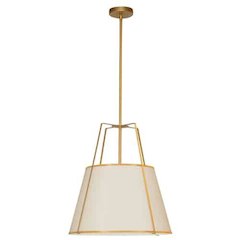 3LT Trapezoid Pendant GLD/CRM Shade, 790 Diff