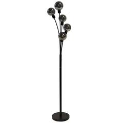 5LT Incandescent Floor Lamp, Black,Smoked Glass