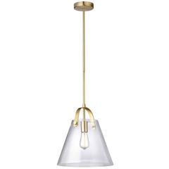 1LT Incandescent Pendant, Aged Brass,Clear Glass