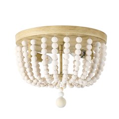 2 Light Vintage White Beaded Flush Mount