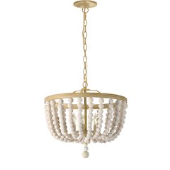 3 Light Vintage White Beaded Pendant