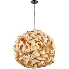 1 Light Incandescent Bamboo Pendant Matte Black