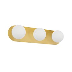 3 Light Vanity in Aged Brass w/ White Opal Glass