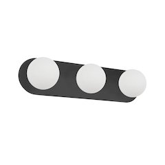 3 Light Vanity in Matte Black w/ White Opal Glass