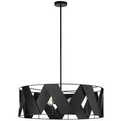 4LT Incandescent Chandelier, MB, BK Ribbon