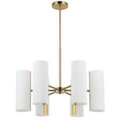 6 Light Aged Brass Chandelier w/ Opal Glass
