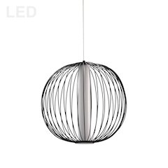 20W LED Pendant, Matte Black with White Acrylic Diffuser