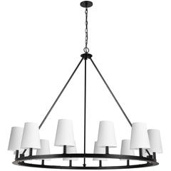 12LT Incandescent Chandelier, MB, WH Shades