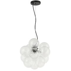 3 Light Matte Black Pendant w/ Clear Spiral Glass