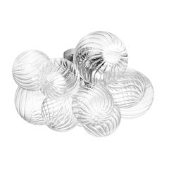 3 Light Halogen Flush Mount Polished Chrome with Clear Spiral Glass
