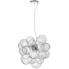 6 Light Halogen Pendant Polished Chrome with Clear Spiral Glass