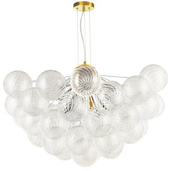 12 Light Aged Brass Chandelier w/ Clear Spiral Glass