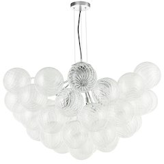 12 Light Polished Chrome Chandelier w/ Clear Spiral Glass