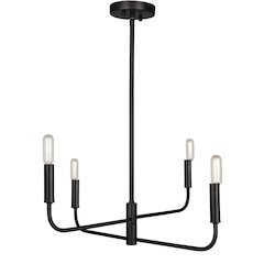 4 Light Incandescent Chandelier Matte Black