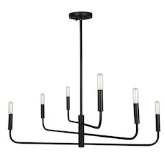 6 Light Incandescent Chandelier Matte Black