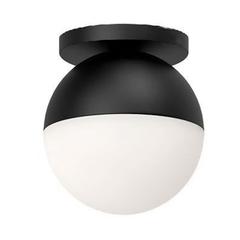 1LT Flush Mount, MB, WH Glass