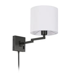 1LT Double Swing Arm Wall Lamp, MB, WH Shade