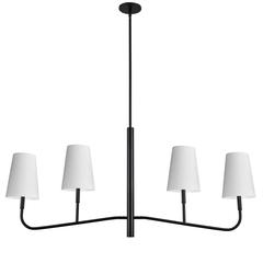 4LT Incan Horizontal Chandelier MB, WH Shades