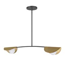2 LT Halogen Horiz Pendant, MB / AGB, WH Glass