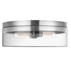 2 Light Incandescent Flush Mount Polished Chrome with Clear Glass