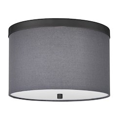 2 Light Flush Mount Matte Black with Grey Shade