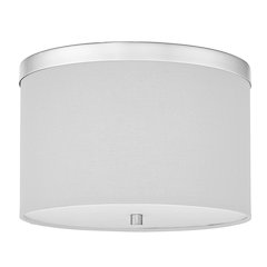 2 Light Flush Mount Polished Chrome with White Shade