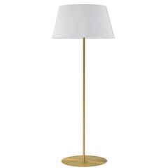 1 Light Incandescent Round Base Floor Lamp Aged Brass with White Shade