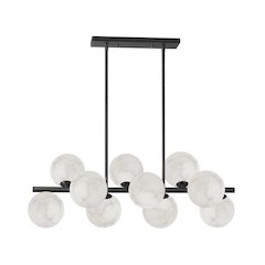 10 Light Matte Black Horizontal Pendant w/ Alabaster Glass