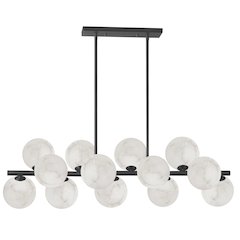 13 Light Matte Black Horizontal Pendant w/ Alabaster Glass