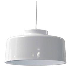 1LT Incandescent Metal Pendant, White Finish
