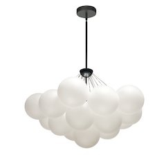 4 Light Matte Black Chandelier w/ Frosted Glass