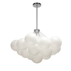 4 Light Polished Chrome Halogen Chandelier w/ Frosted Glass