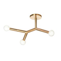 3 Light Semi-Flush in Aged Brass