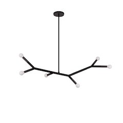 6 Light Horizontal Pendant in Matte Black
