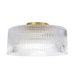 1 Light Flush Mount in Aged Brass w/ Fluted Glass