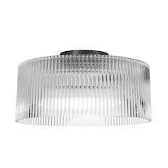 1 Light Flush Mount in Matte Black w/ Fluted Glass