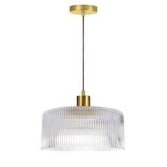 1 Light Pendant in Aged Brass w/ Fluted Glass
