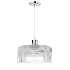 1 Light Pendant in Polished Chrome w/ Fluted Glass