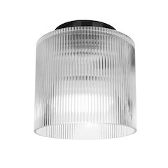 1 Light Flush Mount in Matte Black w/ Fluted Glass