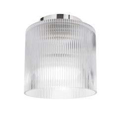 1 Light Flush Mount in Polished Chrome w/ Fluted Glass